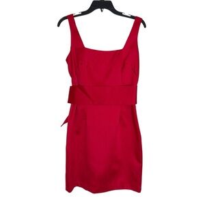 ABS Allen Schwartz Red Satin Bow-Back Cocktail Dress Size 6 NWT